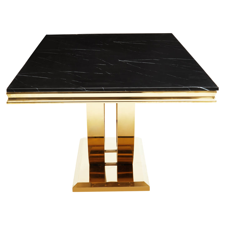 Moda Rectangular Dining Table in Black Marble Finish