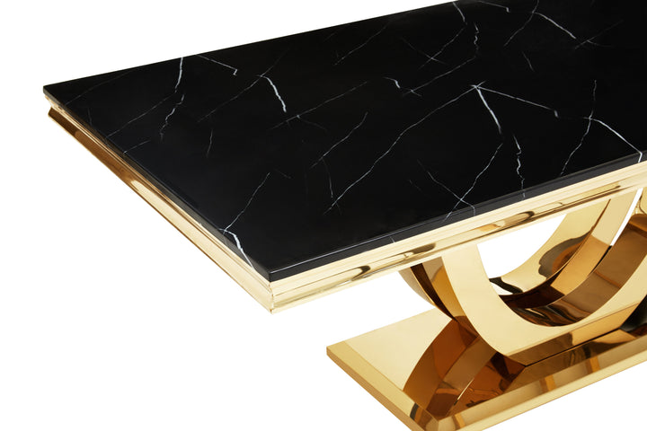 Moda Rectangular Dining Table in Black Marble Finish