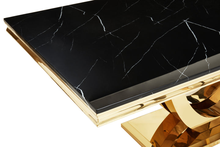 Moda Rectangular Dining Table in Black Marble Finish