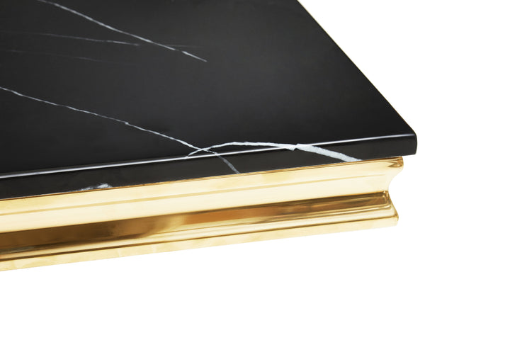 Moda Rectangular Dining Table in Black Marble Finish