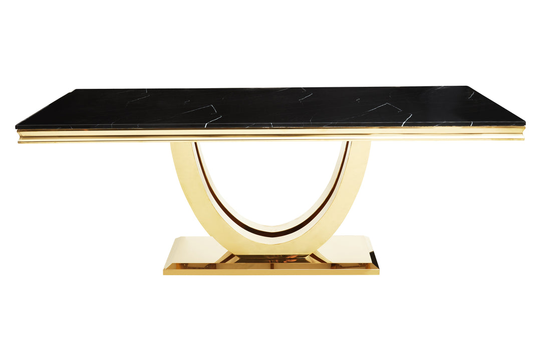 Moda Rectangular Dining Table in Black Marble Finish