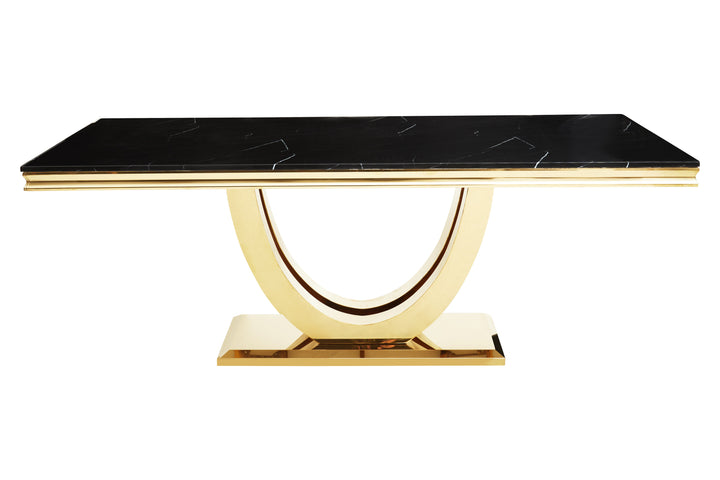 Moda Rectangular Dining Table in Black Marble Finish