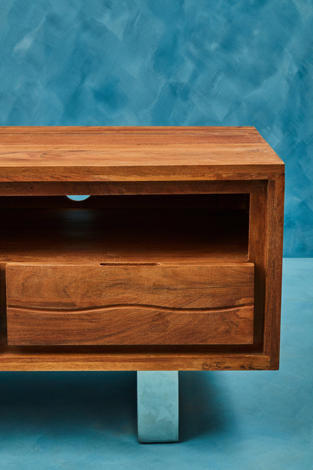 Simla Media Unit in Acacia Wood with 3 Drawers