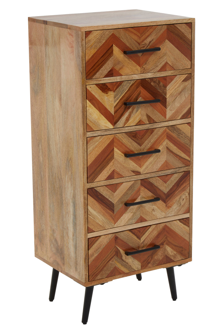 Boho Chest in Mango Wood with 5 Drawers