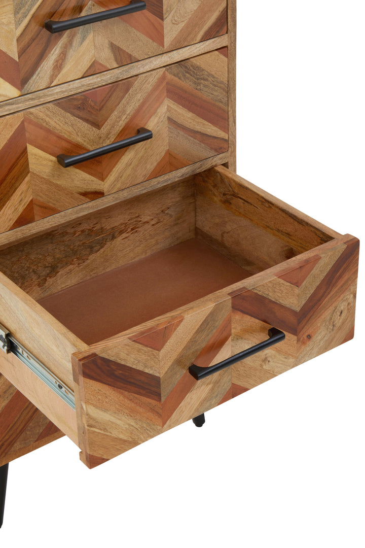 Boho Chest in Mango Wood with 5 Drawers