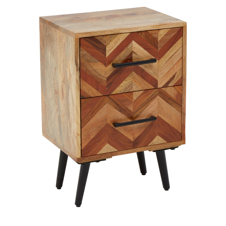 Boho Bedside Table in Mango Wood with 2 Drawers