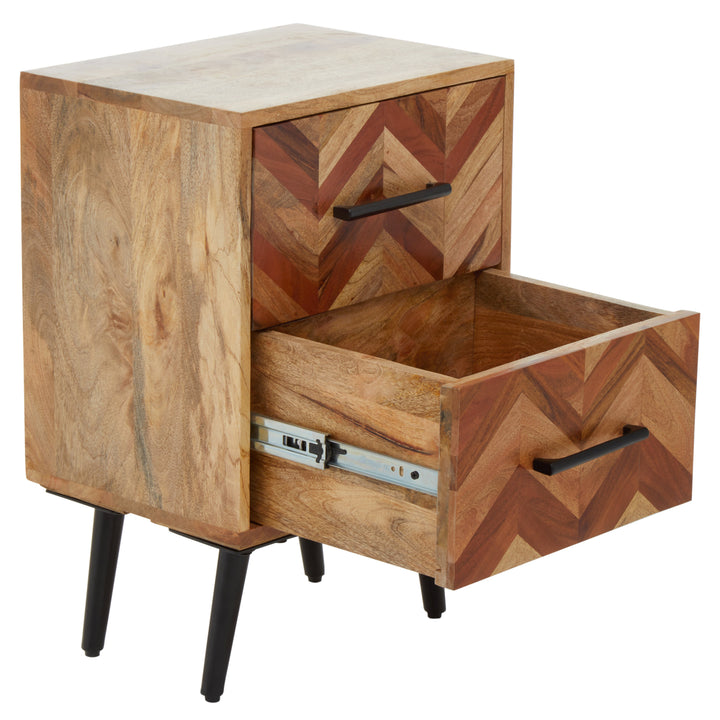 Boho Bedside Table in Mango Wood with 2 Drawers