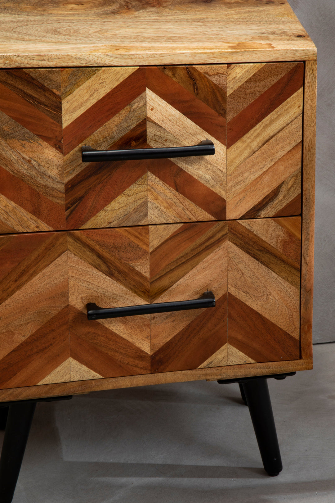 Boho Bedside Table in Mango Wood with 2 Drawers