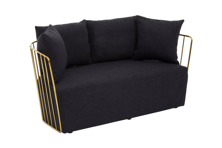 Azalea Two-Seater Black Fabric Sofa