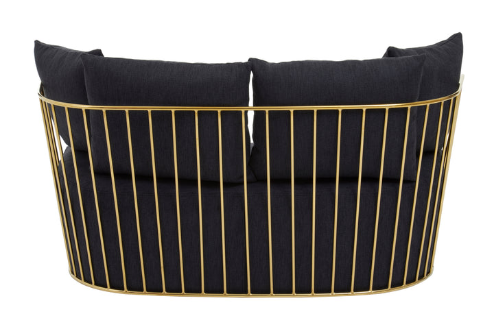 Azalea Two-Seater Black Fabric Sofa