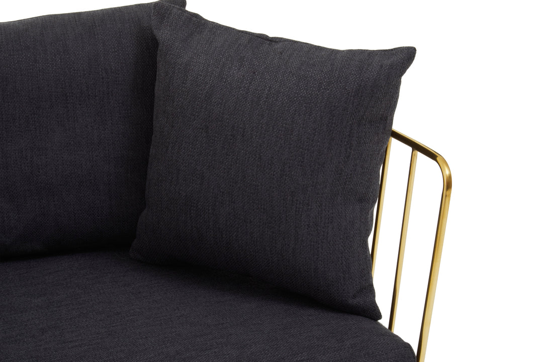 Azalea Two-Seater Black Fabric Sofa