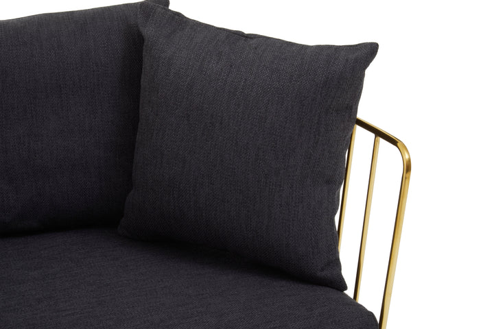 Azalea Two-Seater Black Fabric Sofa