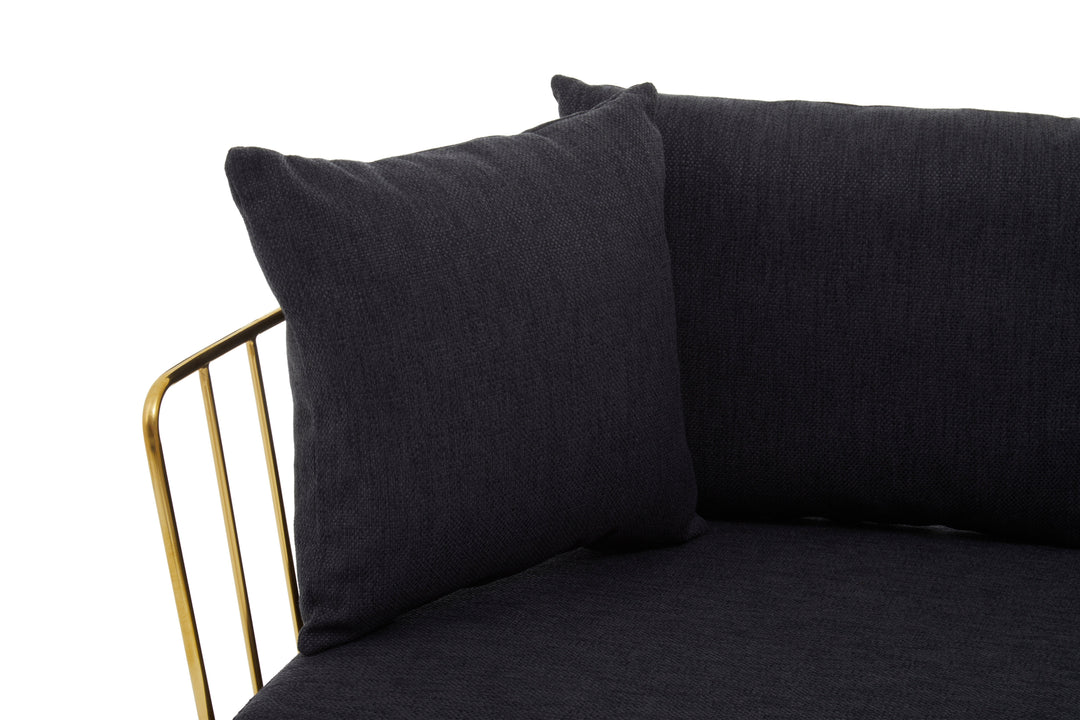 Azalea Two-Seater Black Fabric Sofa