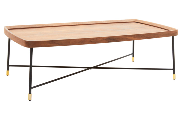 Doha Coffee Table with Metal Cross-Leg Base