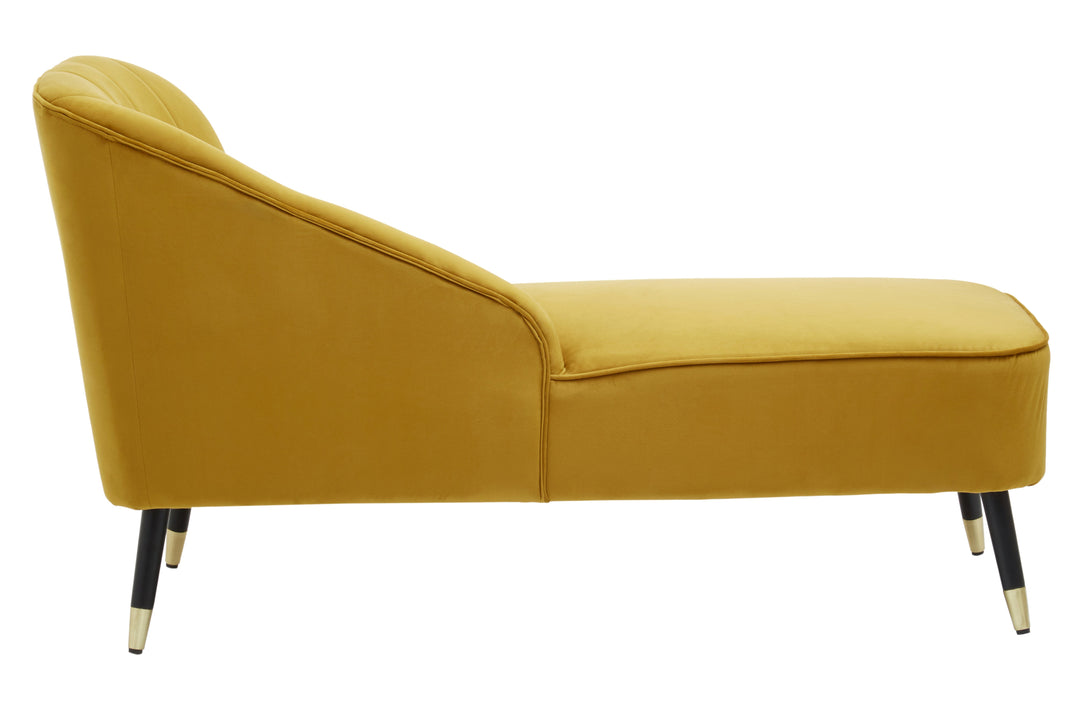 Yvette Mustard Velvet Chaise Longue