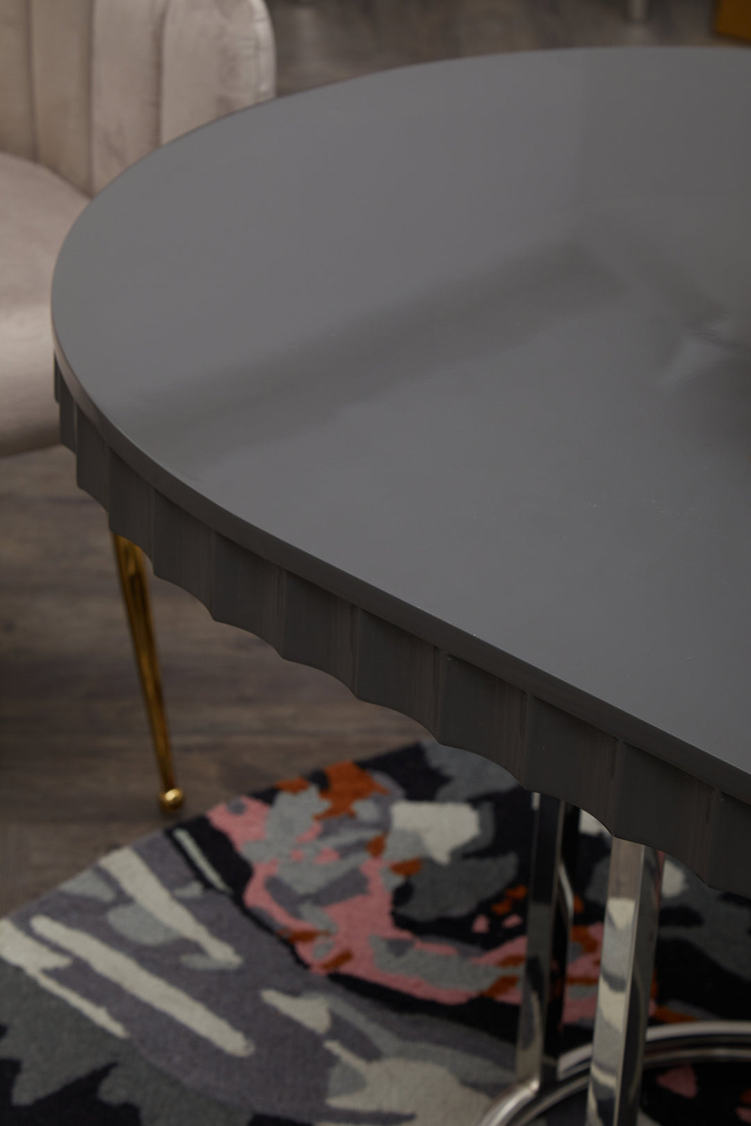 Genoa Dining Table in Grey High Gloss Finish