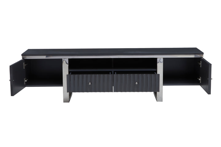 Genoa Media Unit in High Gloss Grey Finish