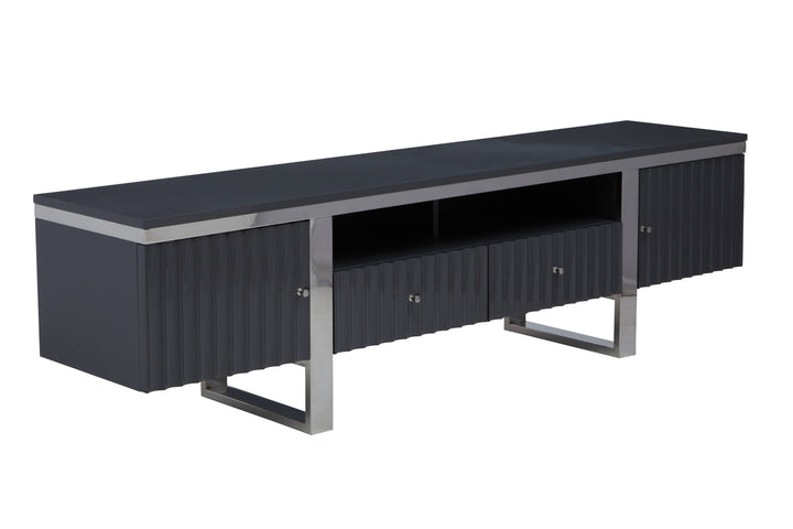 Genoa Media Unit in High Gloss Grey Finish