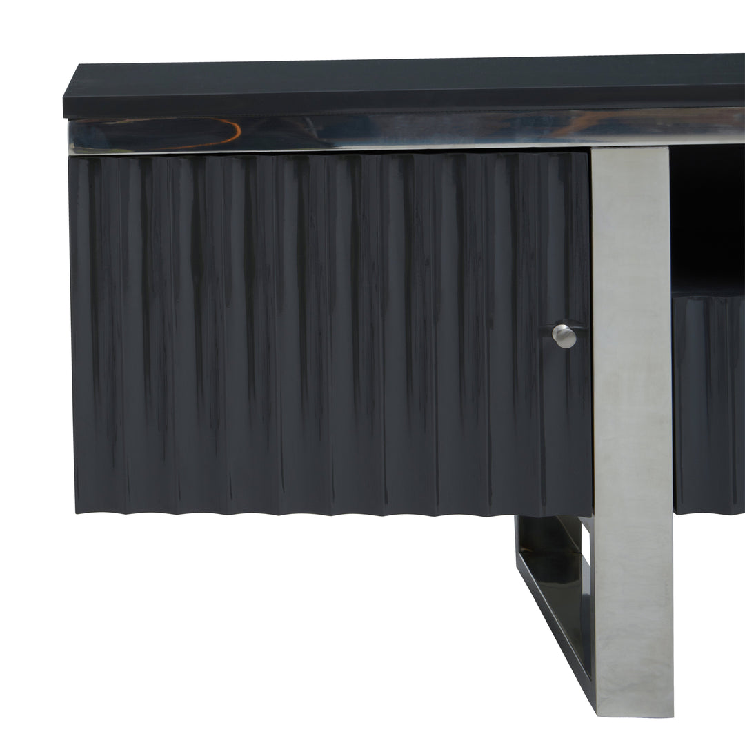 Genoa Media Unit in High Gloss Grey Finish