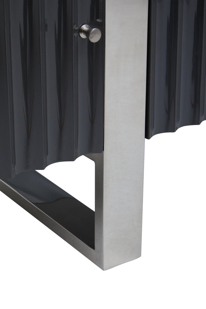 Genoa Media Unit in High Gloss Grey Finish