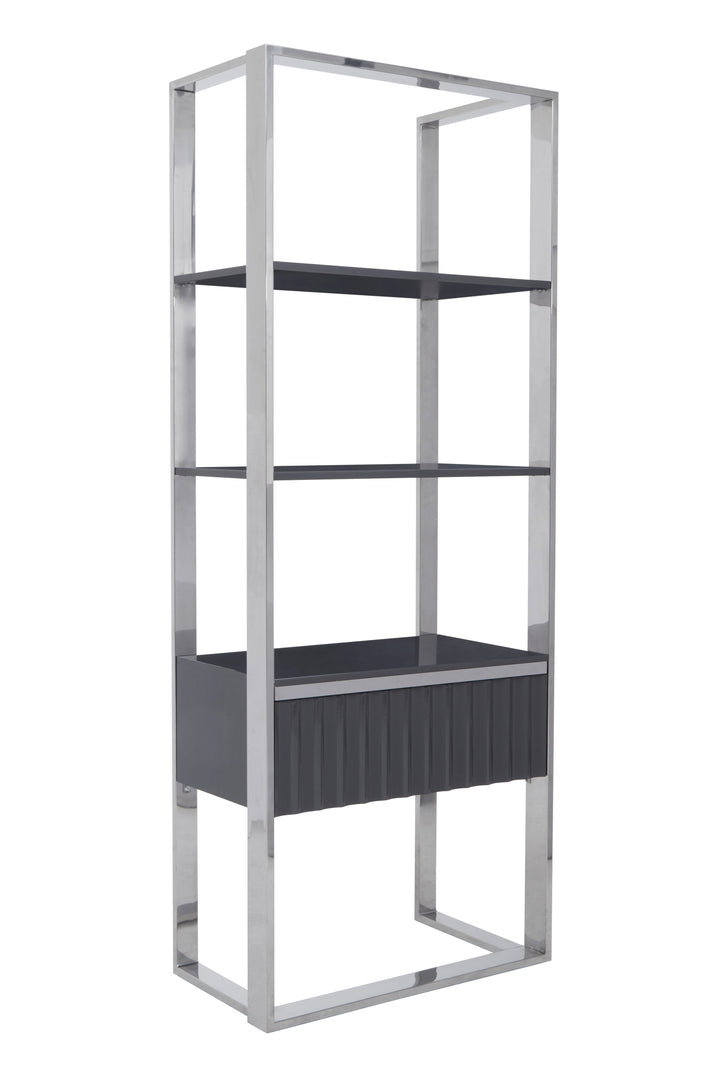 Genoa Shelf Unit in High Gloss Grey Finish