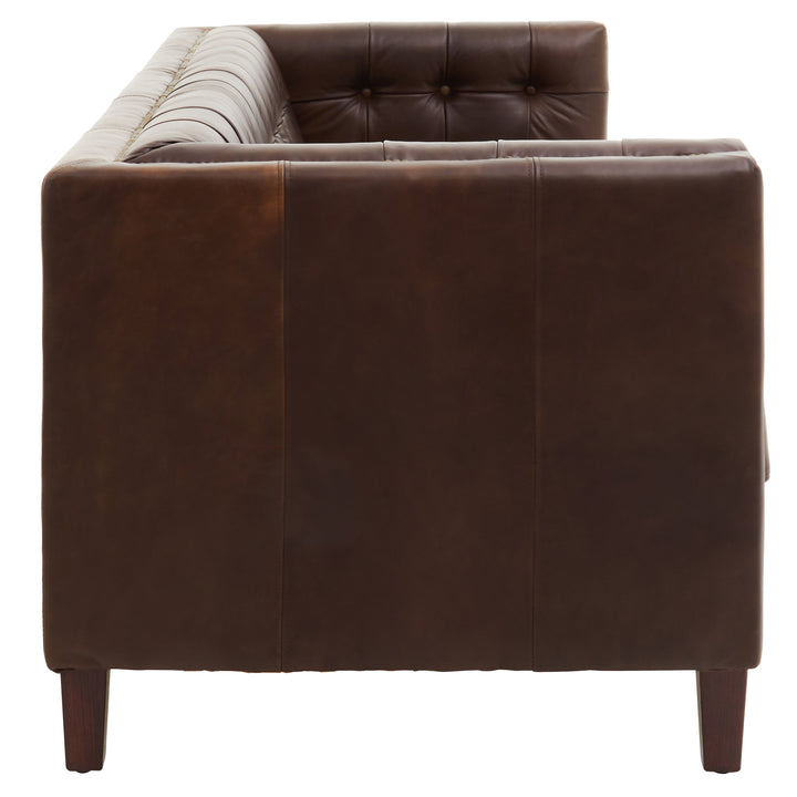 King Tufted Back Three-Seater Leather Sofa