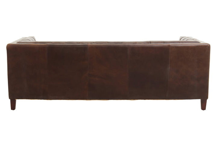 King Tufted Back Three-Seater Leather Sofa