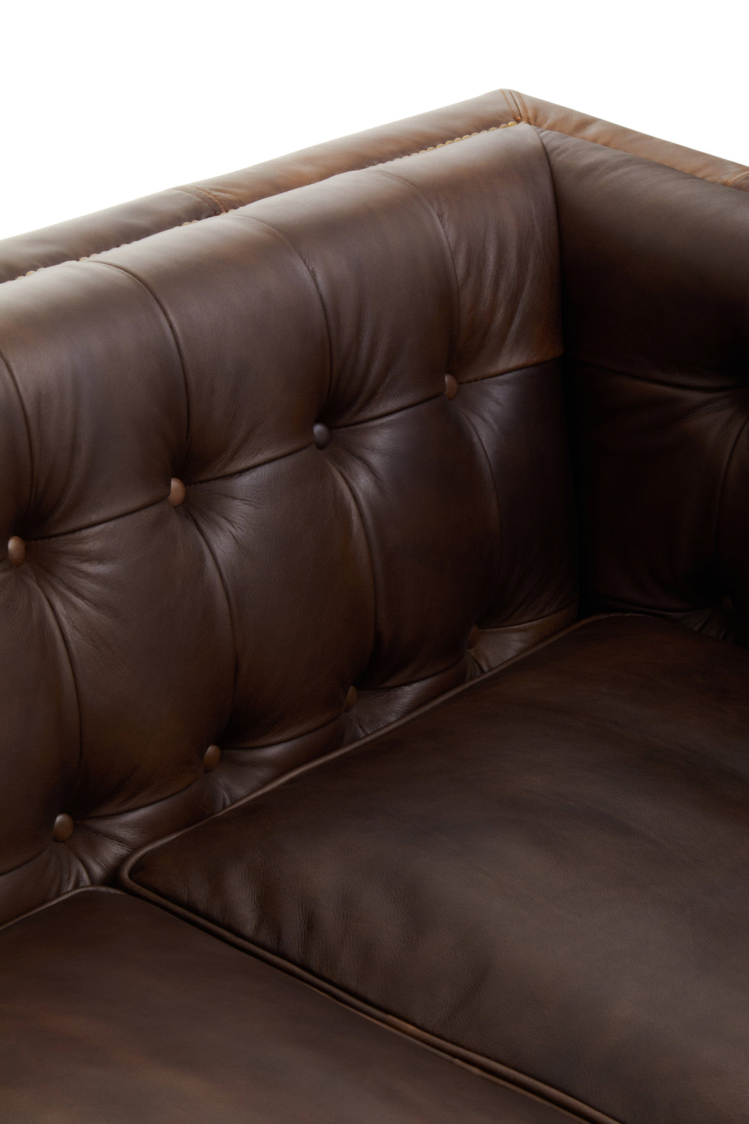 King Tufted Back Three-Seater Leather Sofa