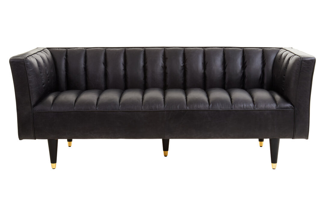 Riviera Leather Sofa – Flared Arms (Three Seater)