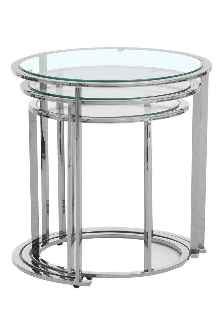 Allure Nesting Tables – Set of Three in Silver Finish