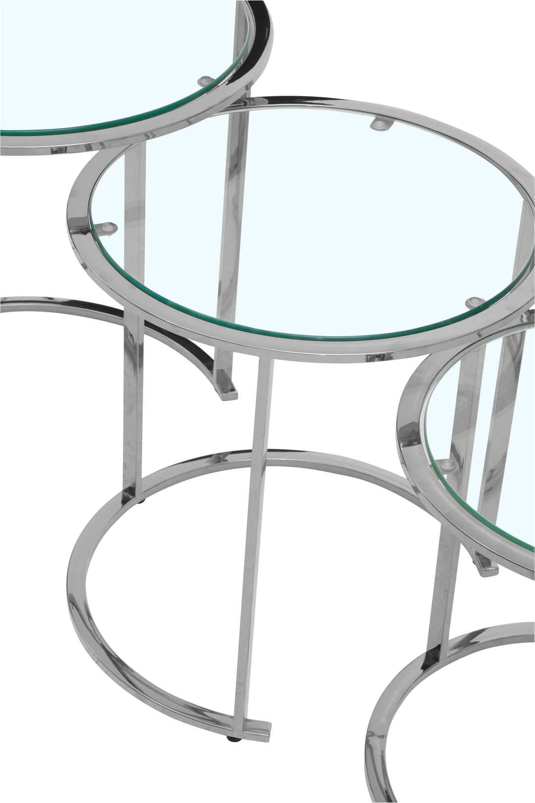 Allure Nesting Tables – Set of Three in Silver Finish