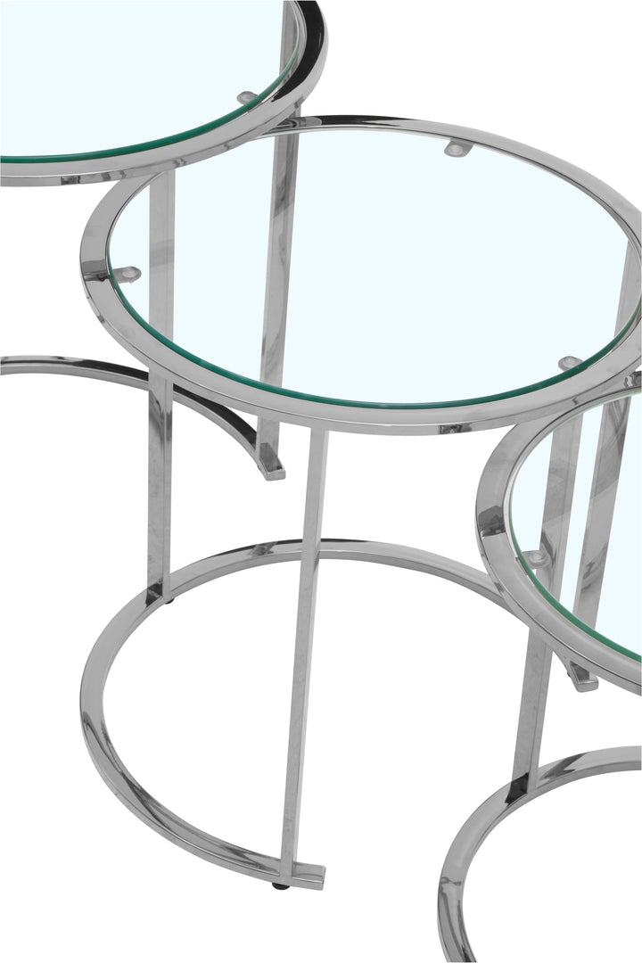 Allure Nesting Tables – Set of Three in Silver Finish