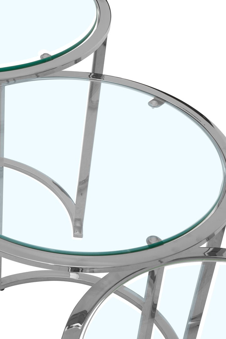 Allure Nesting Tables – Set of Three in Silver Finish