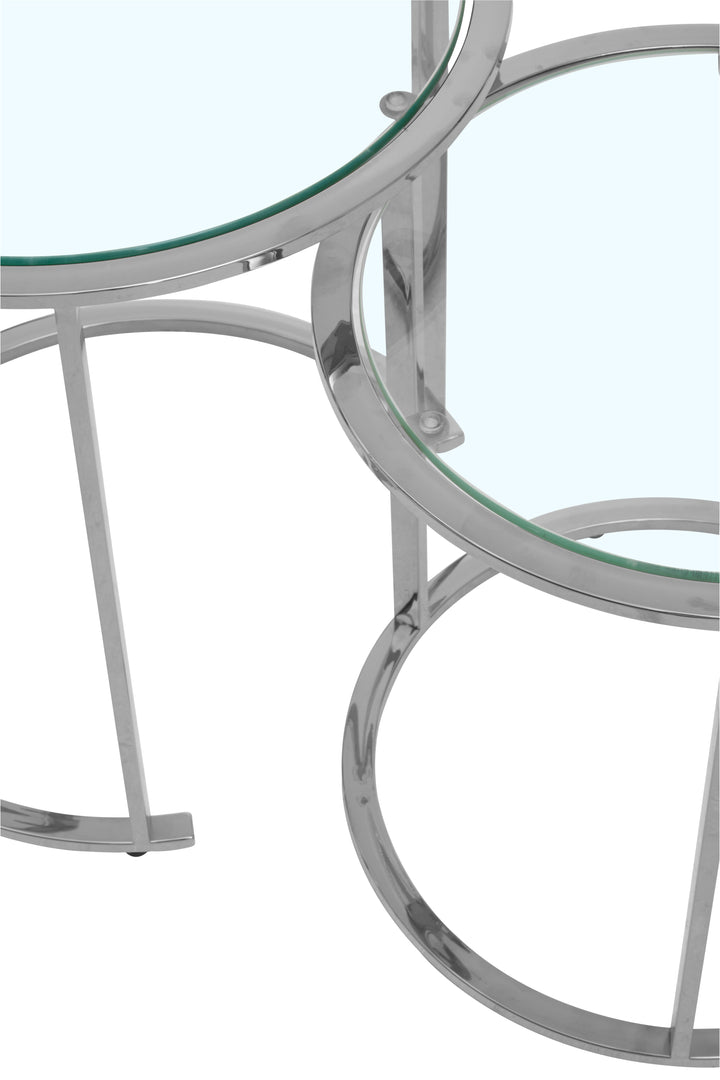 Allure Nesting Tables – Set of Three in Silver Finish
