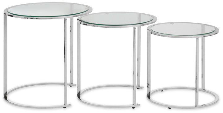 Allure Nesting Tables – Set of Three in Silver Finish