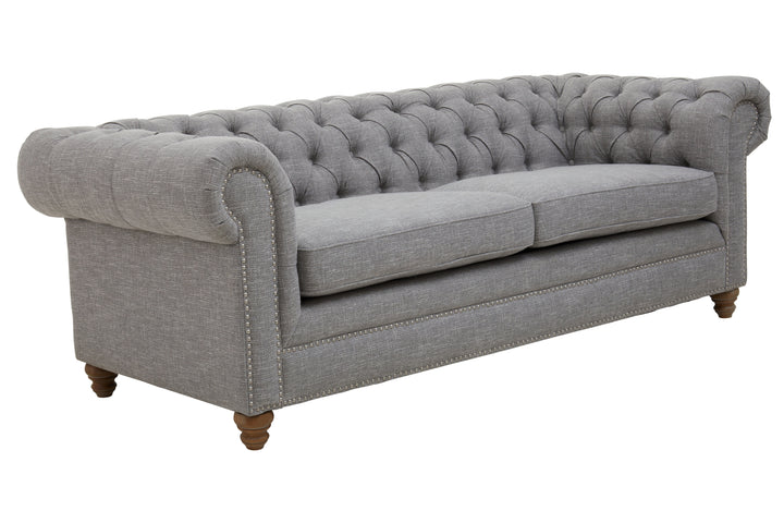 Stella Three-Seater Grey Linen Sofa