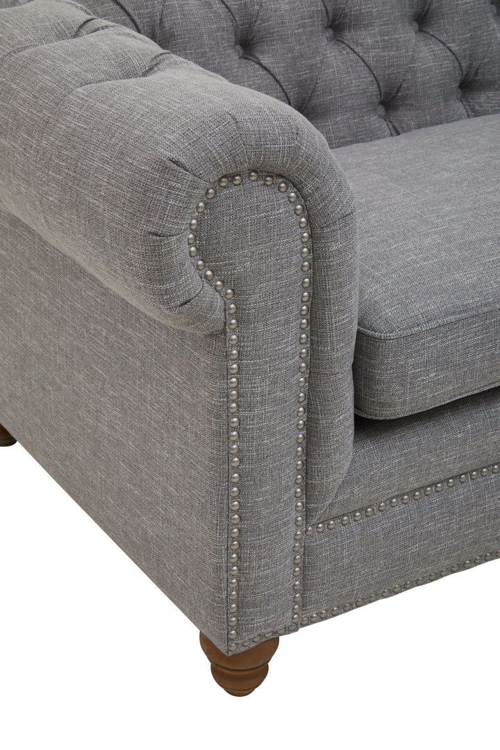 Stella Three-Seater Grey Linen Sofa