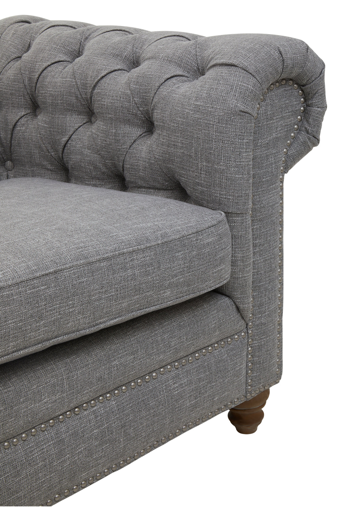 Stella Three-Seater Grey Linen Sofa