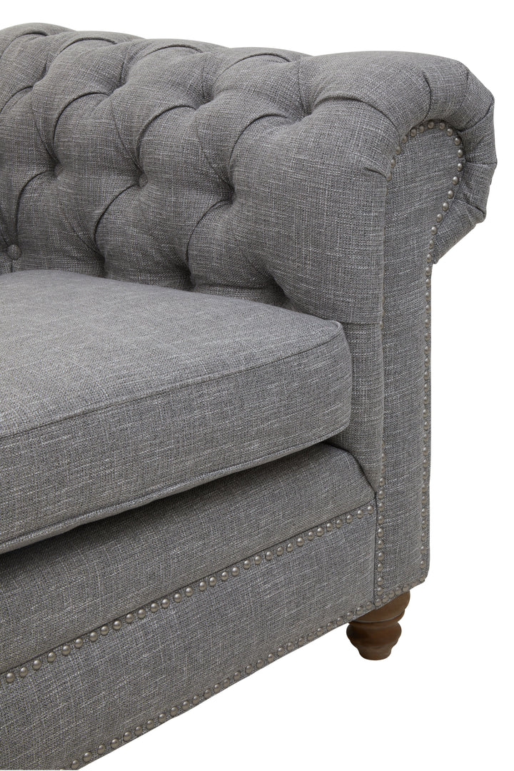 Stella Three-Seater Grey Linen Sofa