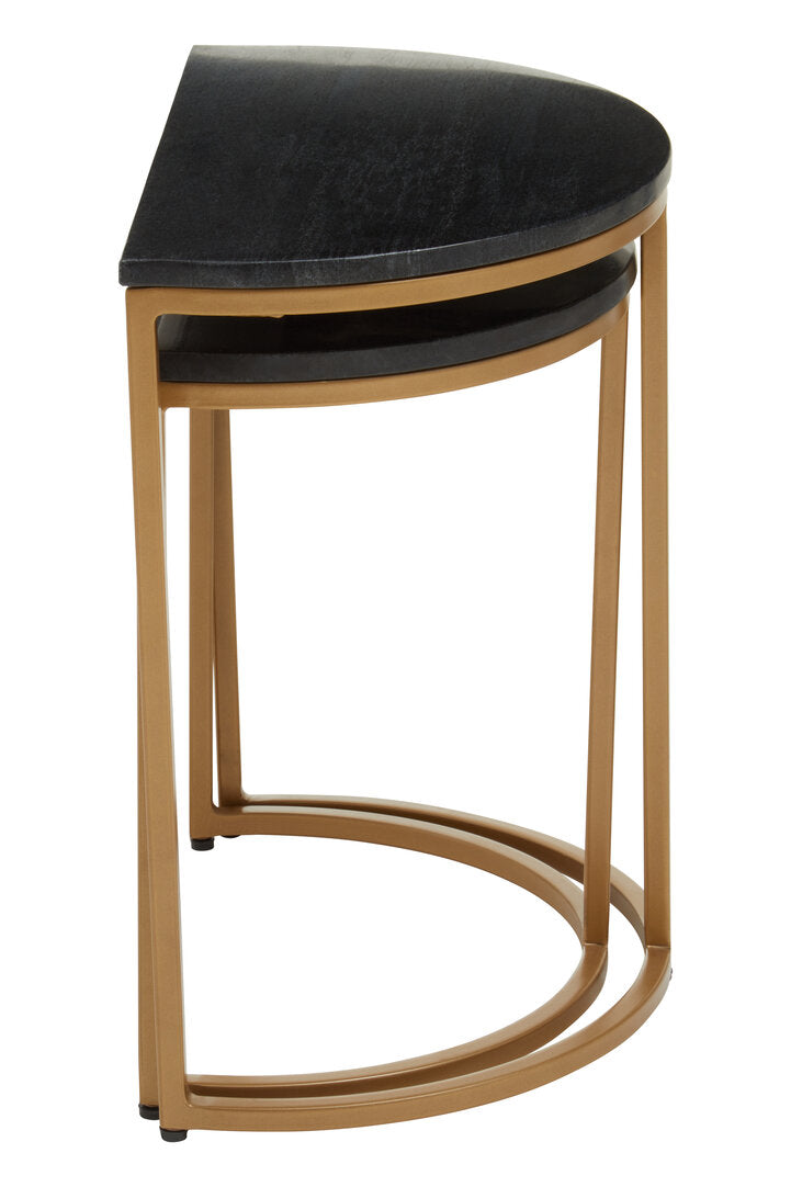 Ashbourne Black Marble Top Table Nest (Set of 2)