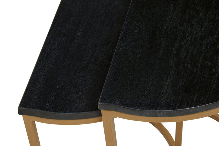 Ashbourne Black Marble Top Table Nest (Set of 2)