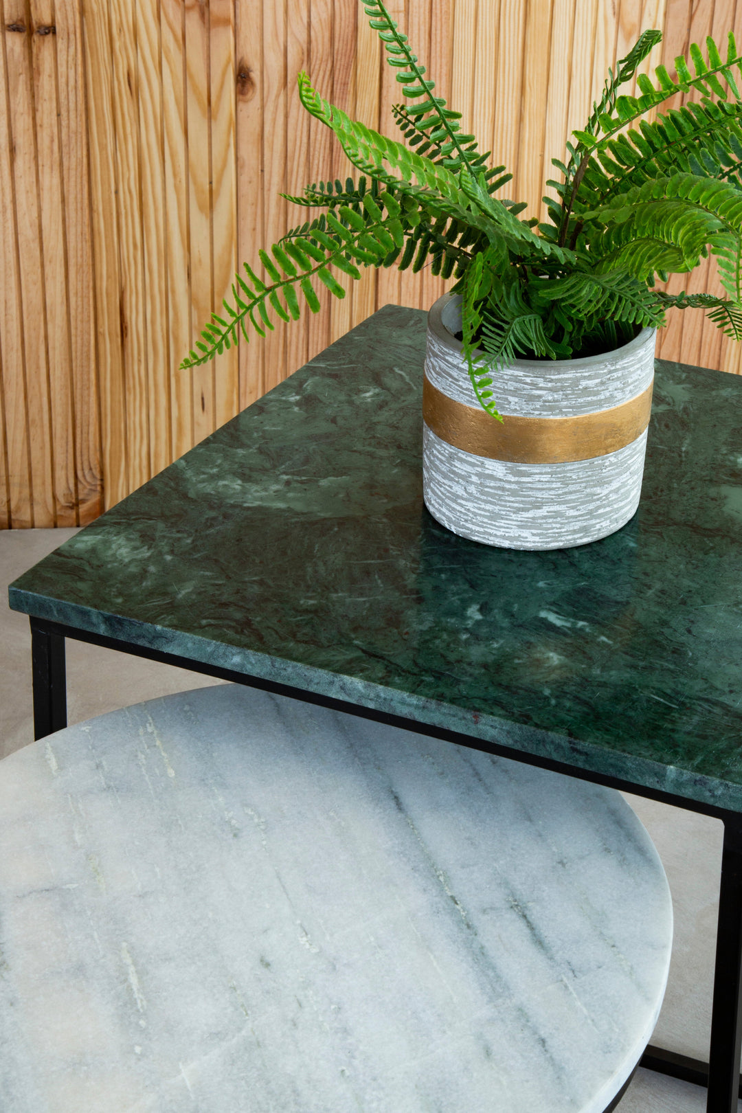 Mandoli Nest of Three Assorted Marble Tables