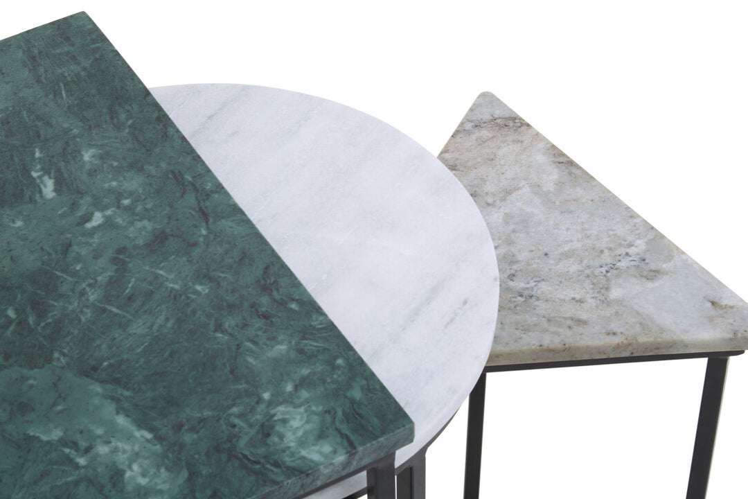 Kingsley Assorted Marble Nest of 3 Tables