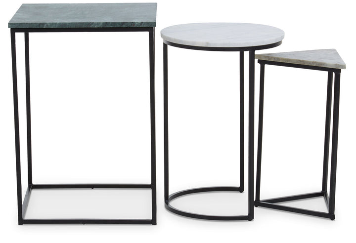 Kingsley Assorted Marble Nest of 3 Tables
