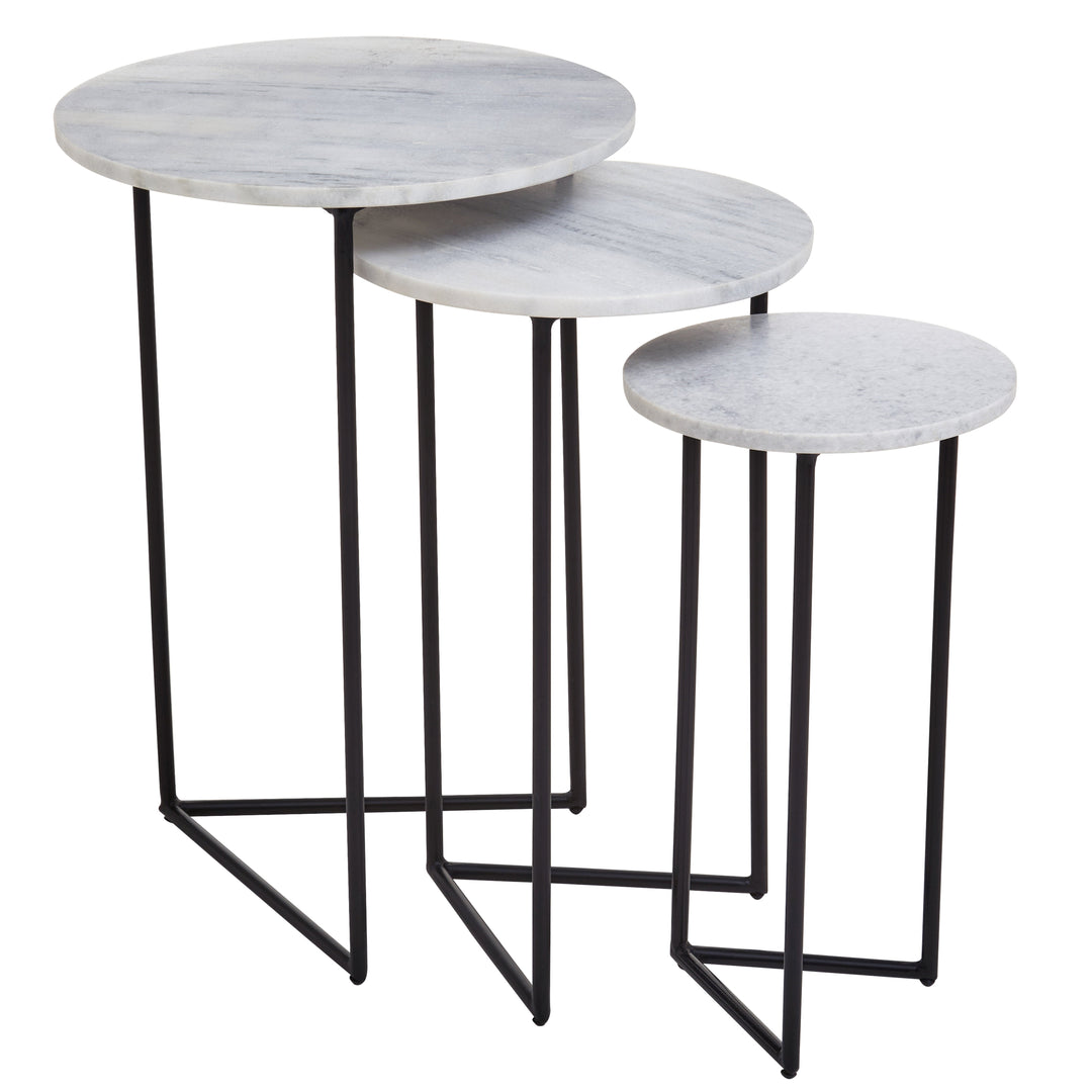 Mandoli 3-Piece White Marble Side Tables