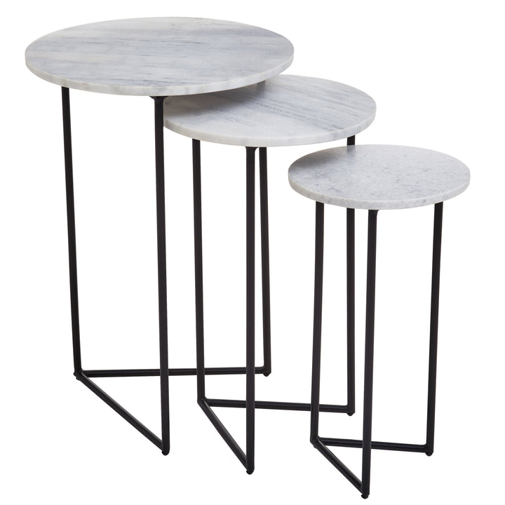 Mandoli 3-Piece White Marble Side Tables