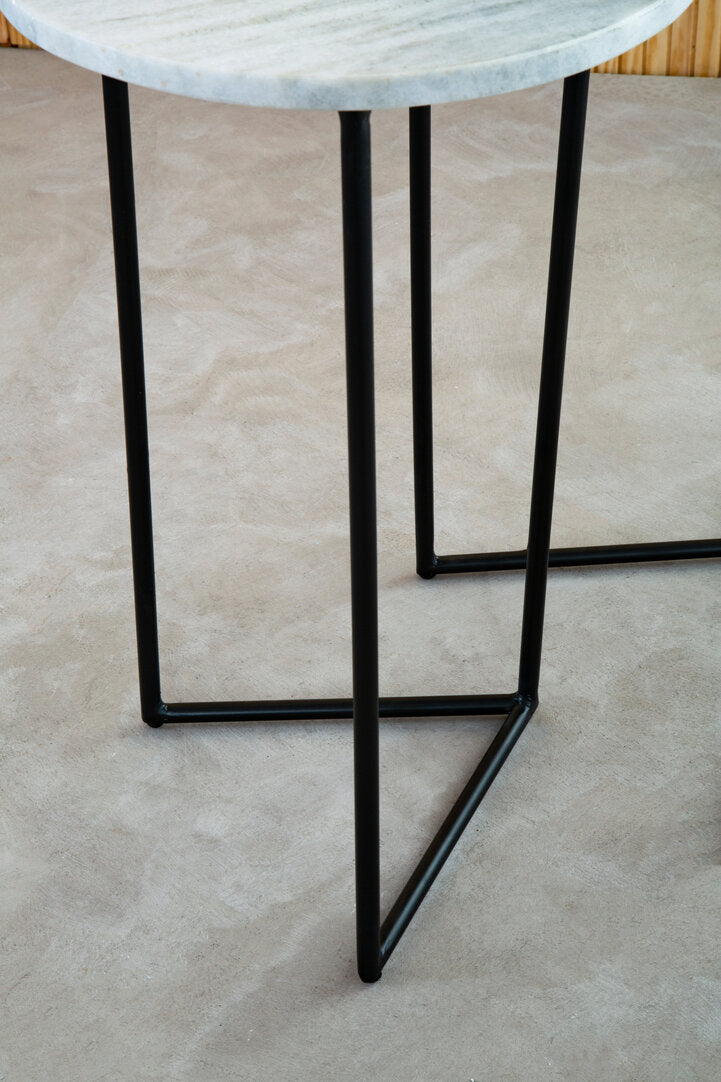 Kingsley White Marble Nest of 3 Side Tables