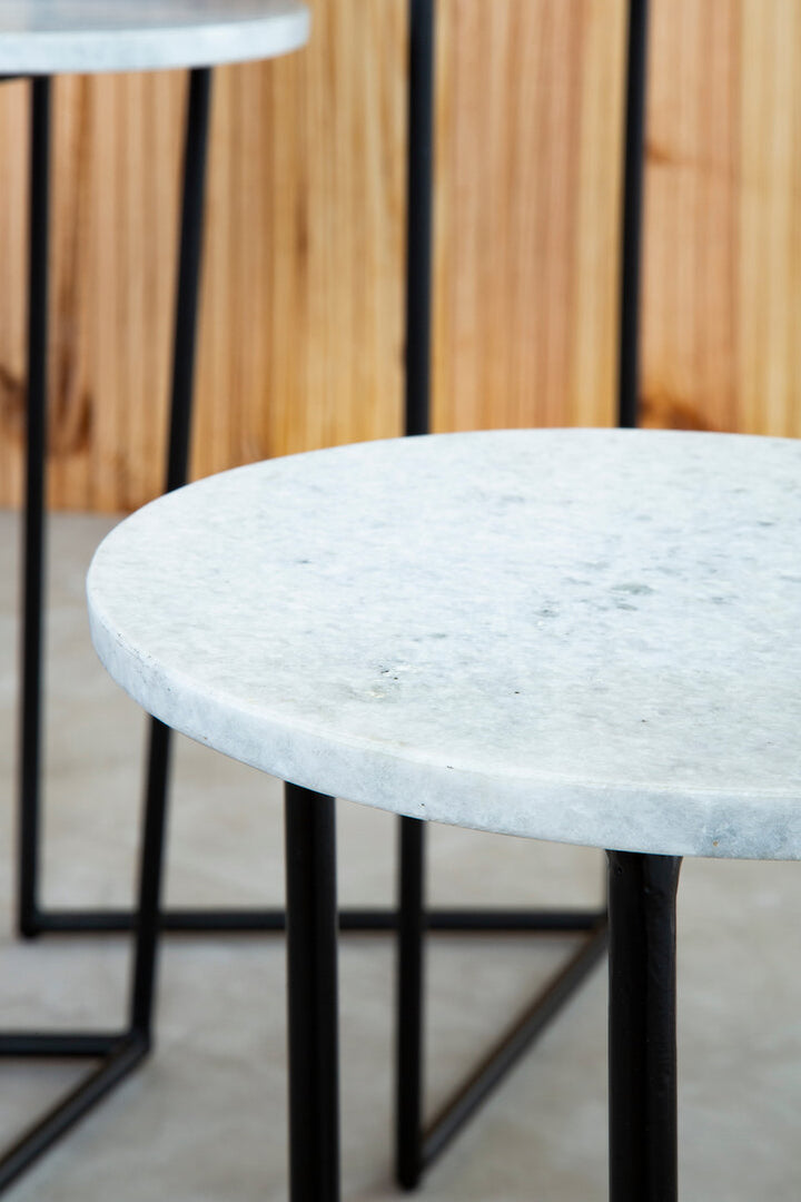 Kingsley White Marble Nest of 3 Side Tables