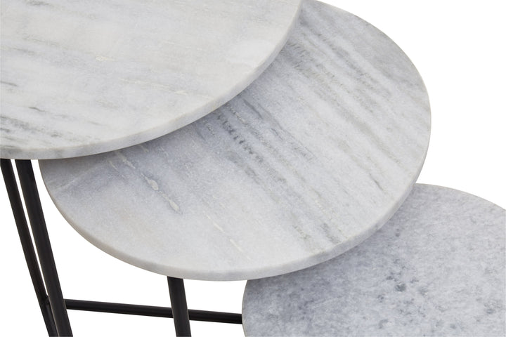 Mandoli 3-Piece White Marble Side Tables