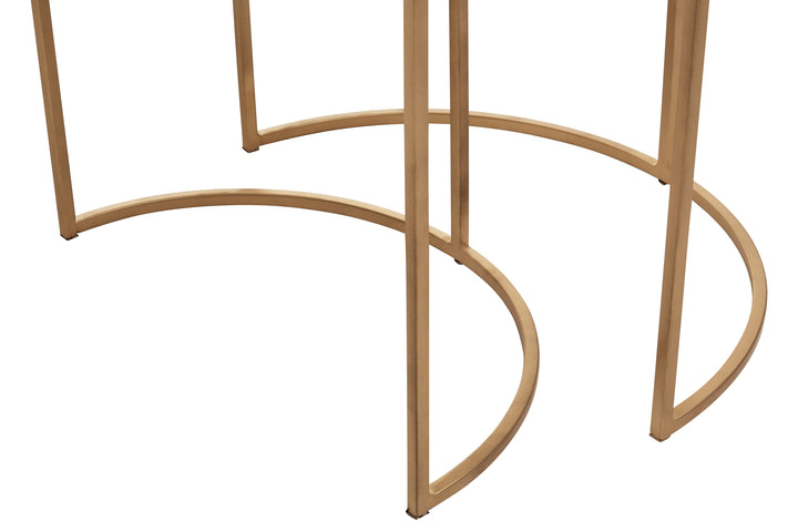 Mandoli 2-Piece White Marble Semi-Circular Side Tables